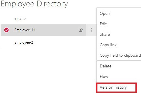Employee Directory Version History-